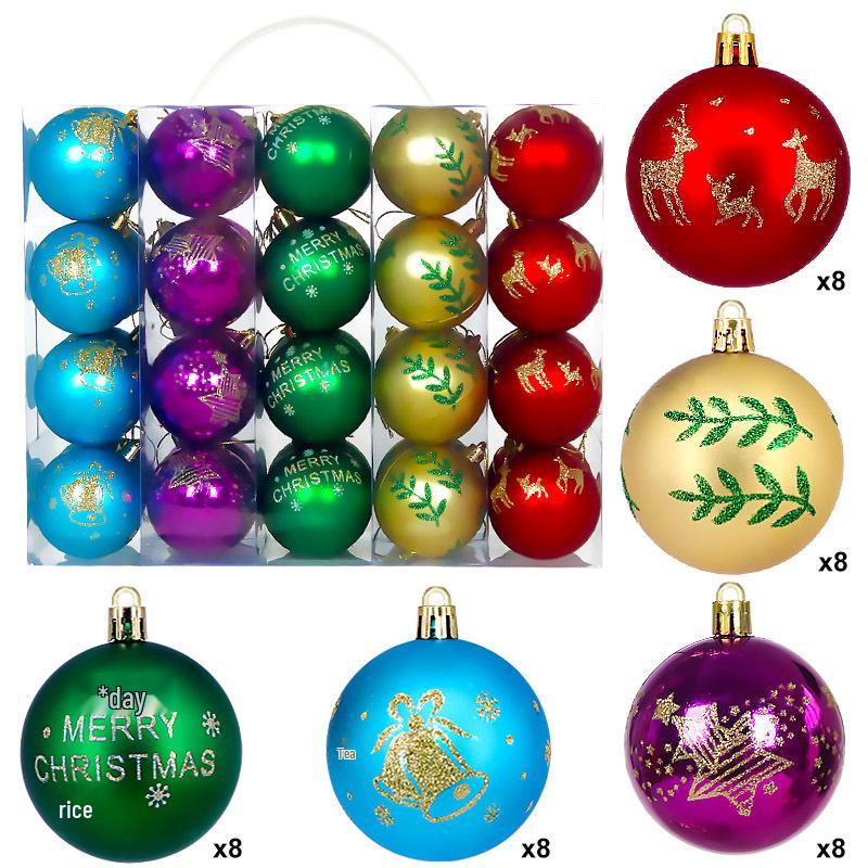 Cross-border Christmas Ornament Set: 40 Decorative 6CM Painted and Plated Plastic Balls.