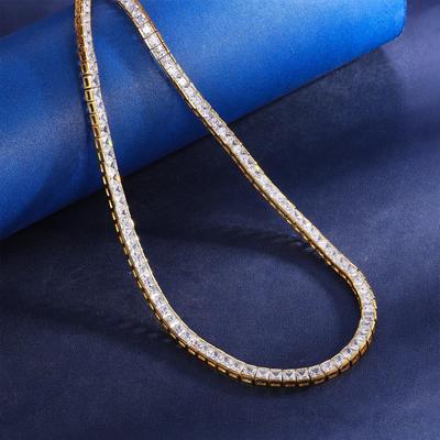 Nueva Cadena de Tenis de Circonita de Cobre para Hombre - Eslabones Cuadrados de 4 mm*4 mm Collar Hip Hop Unisex