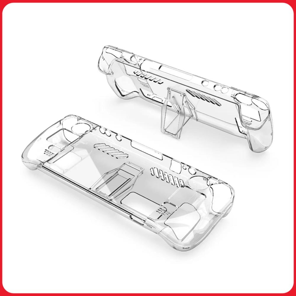 Hard PC Crystal Clear Protective Cover Anti Slip Transparent Host Split Cases Replacement Detachable with Support for Steam Deck