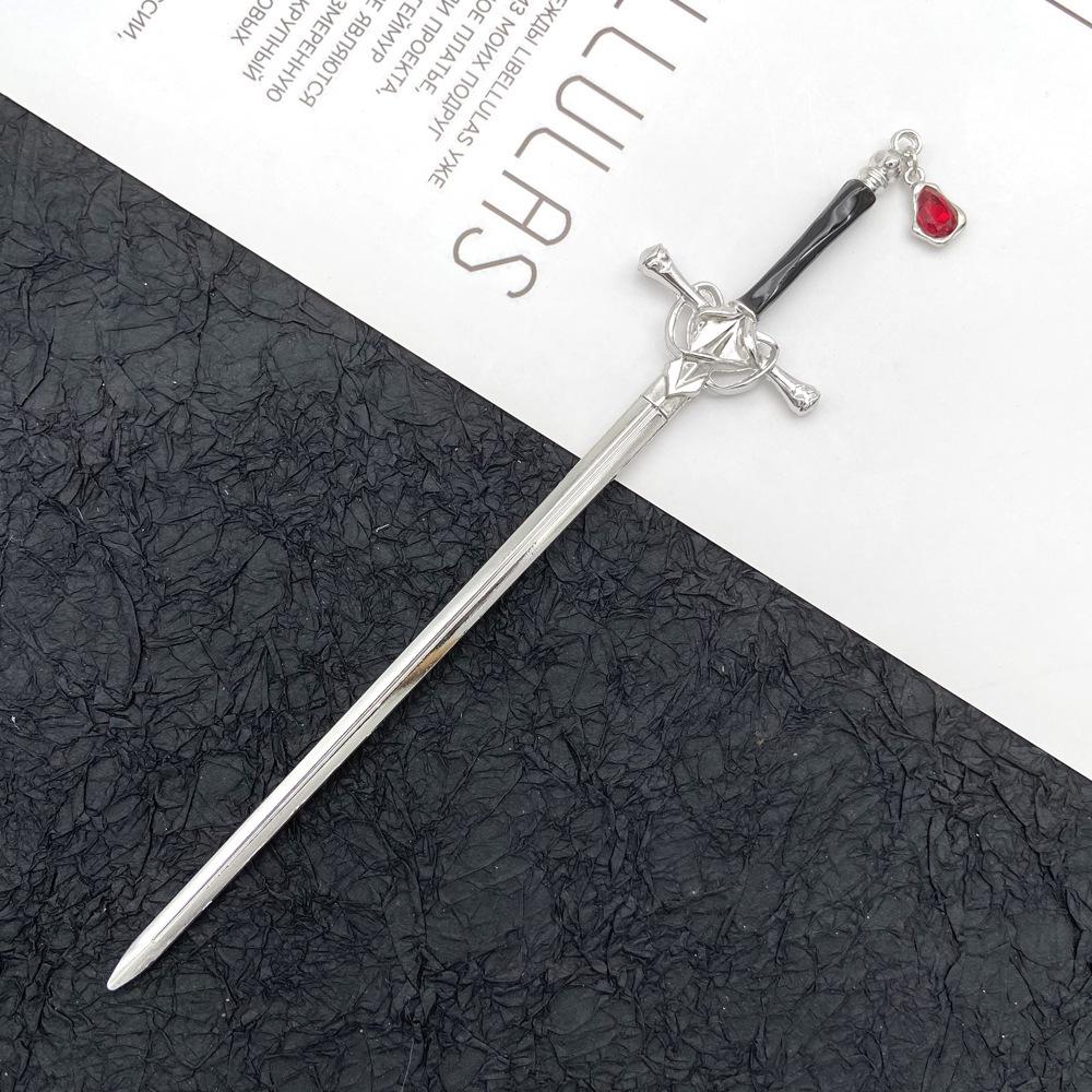 Ancient High-Grade Alloy Sword Hairpin: Color-Preserving Electroplated Hanfu Hair Accessory for Updos