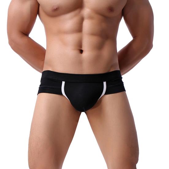 Men Underpants Contrast Color Slim Fit Sweat Absorption Wear-resistant Men Briefs for Inside Wear