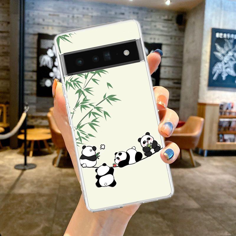 

Phone Case For Google Pixel 9 8 7 6 9A 8A 7A 6A 5 4 5A 4A 3A Pro XL Soft Clear TPU Transparent Cover Cartoon panda Google Pixel 8
