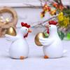 Set of 2 Easters Hen Hugging Golden Eggs Resins Figures Miniatures for Enhancing Garden Yard Aesthetic and Home Decors