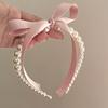1PC Pink Bow Ribbon Pearl Headband Premium Sense Sweet Temperament Hairpin Headband