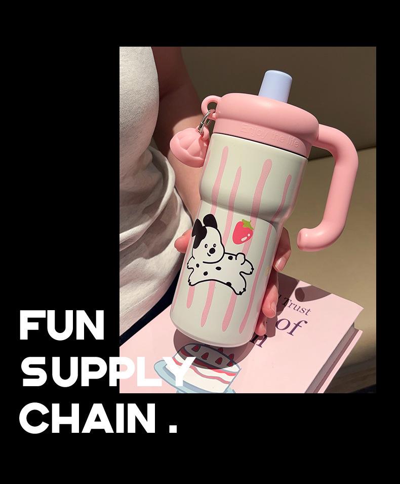 Creative Kitten Thermos Cup: Portable, Large Capacity, Cute Design with Handle for Girls