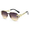 Double beam frameless sunglasses women's UV protection trend personalized fashion toad glasses European and American men's sunglasses