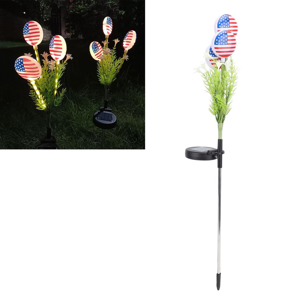 Amerikan Bayrağı Güneş Işığı LED Su Geçirmez Toprağa Sabitlenebilir Çim Lambası Bağımsızlık Günü Dekorasyonu fo