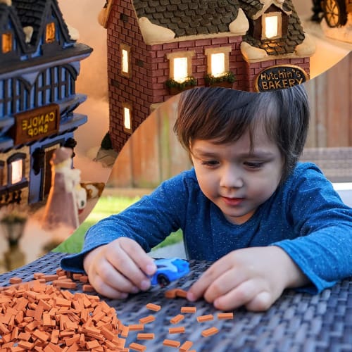 100-Piece Set of 1/35 Scale Miniature Bricks, Miniature Parts, Diorama Bricks, Concrete Blocks, Model Buildings, DIY Scenery, Building, Gardening Acce