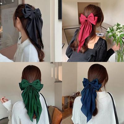 Mode Frauen rote Schleife Knoten Stoff Haar Clip koreanischen Stil Frauen lange Band Schmetterling Haar Clip Haar Zubehör