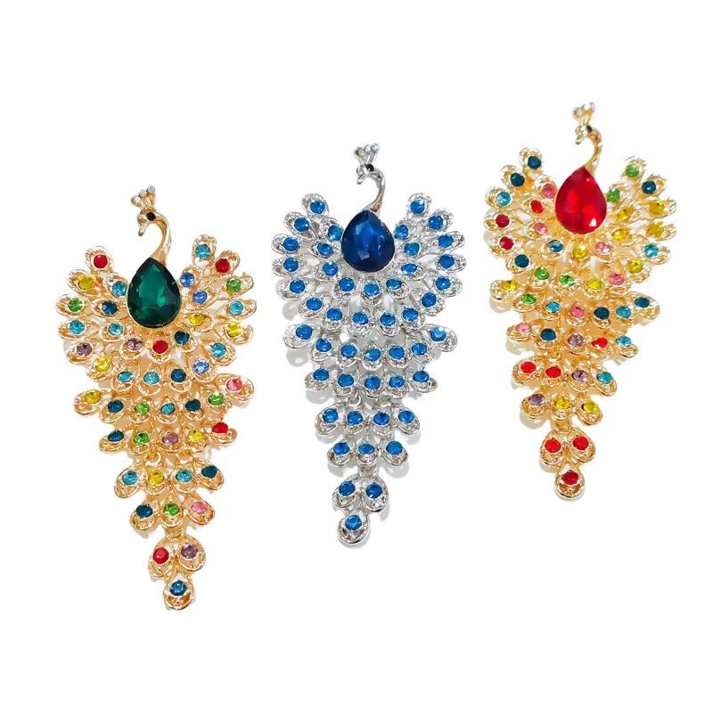 Women Fashion Rhinestone Peacock Brooch Phoenix Clothing Accessories Pins Party Jewelry Gifts