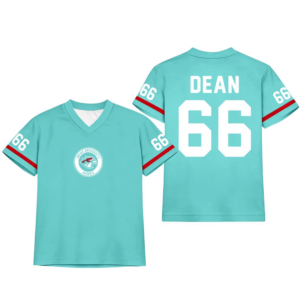 Damen Mode Sportoberteil im Trikot-Stil V-Ausschnitt Kurzarm Lässiger Lockere Passform Sportshirt mit Aufgedrucktem Logo und Ärmelnummern