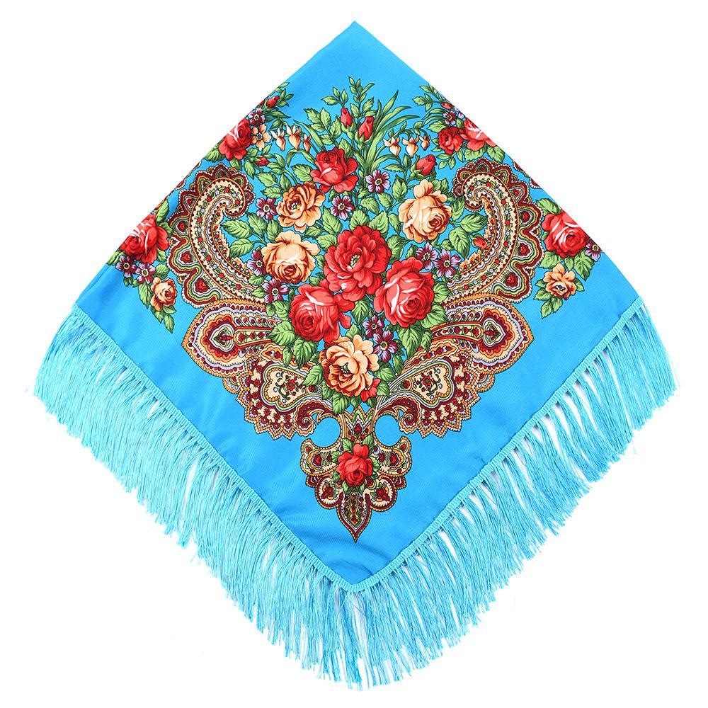 

Квадратный шарф с кисточками в стиле ретро-богем на все времена года 90*90cm