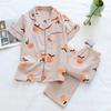 New Spring and Summer Pajamas Two-piece 100% Cotton Gauze Women's Short-sleeved Trousers Home Service Suit Cute and Thin