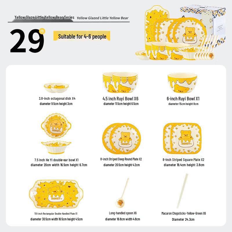 Utoo Cute 29-Piece Dinnerware Set for 6