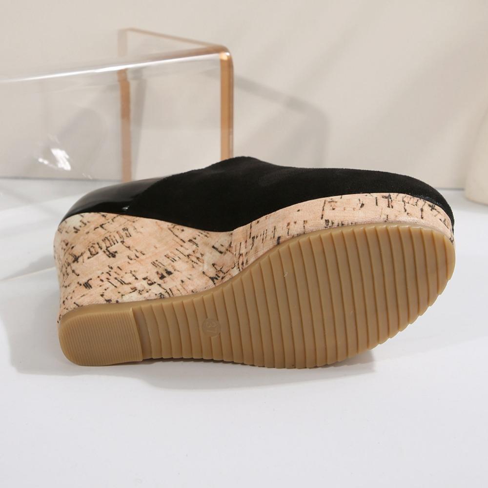 Casual Women's Shoes Large Size Wedge Heel Single Shoes Women's Loafers Spring New Leather Splicing Zipper Platform Shoes Woman