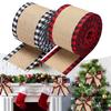 Rustic Style Christmas Ribbon Imitation Linen Ribbon Plaid Edging Ribbon