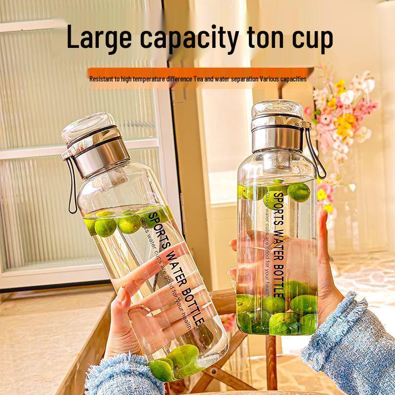 Stylish Large-Capacity Glass Tea & Water Cup with Handle, Straw, and Sleeve