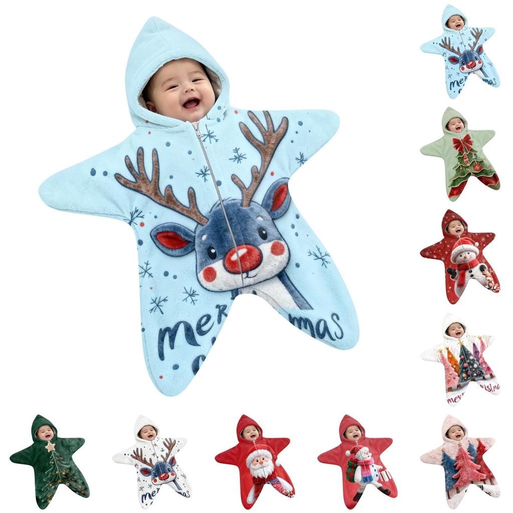 Baby Flanell Puckdecke mit Weihnachtsdruck - - Aufwach-Schlafsack für Neugeborene, Outdoor-Reiseumhang