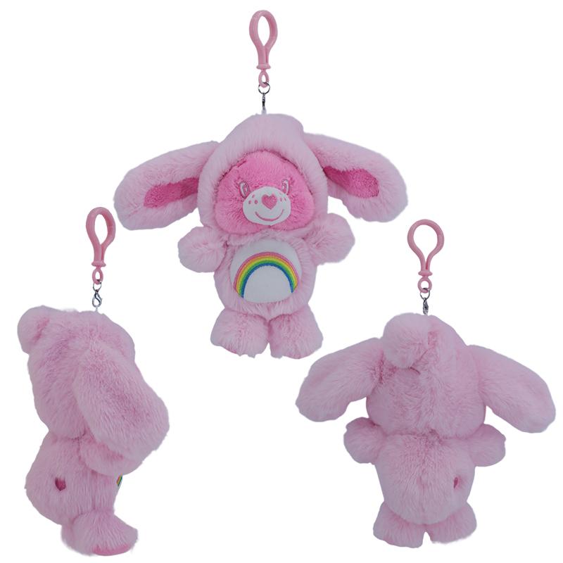 Care Bears Rabbit Ear Plush Keychain Furry Fluffy Pendant Bag Charm Trendy Key Holder Fashion Bag Decoration Cartoon Key Ring