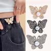 Full Rhinestone Butterfly Waist Buckle No-Sew Fashion Waist Size Adjuster DIY Detachable Decorative Clip for Pants