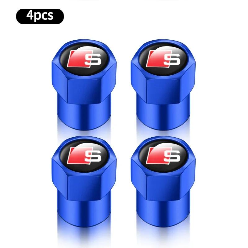 4Pcs Metal Car Logo Wheel Tire Hex Valve Caps Stem Case Covers For Audi A1 A3 A4 A5 A6 A7 A8 Q2 Q3 Q5 Q6 Q7 TT S line S3 S4 S5