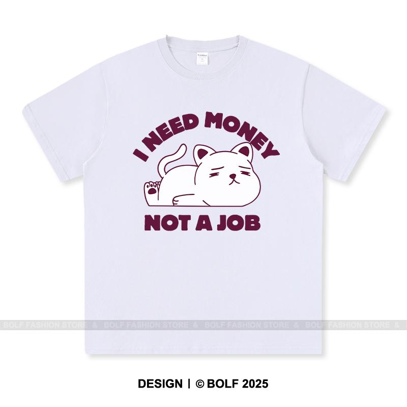 Women's I Need Money Not Job Printed T-Shirt 100% Cotton Oversized Savage Graphic Tees for Men Summer Tops Hustle Streetwear