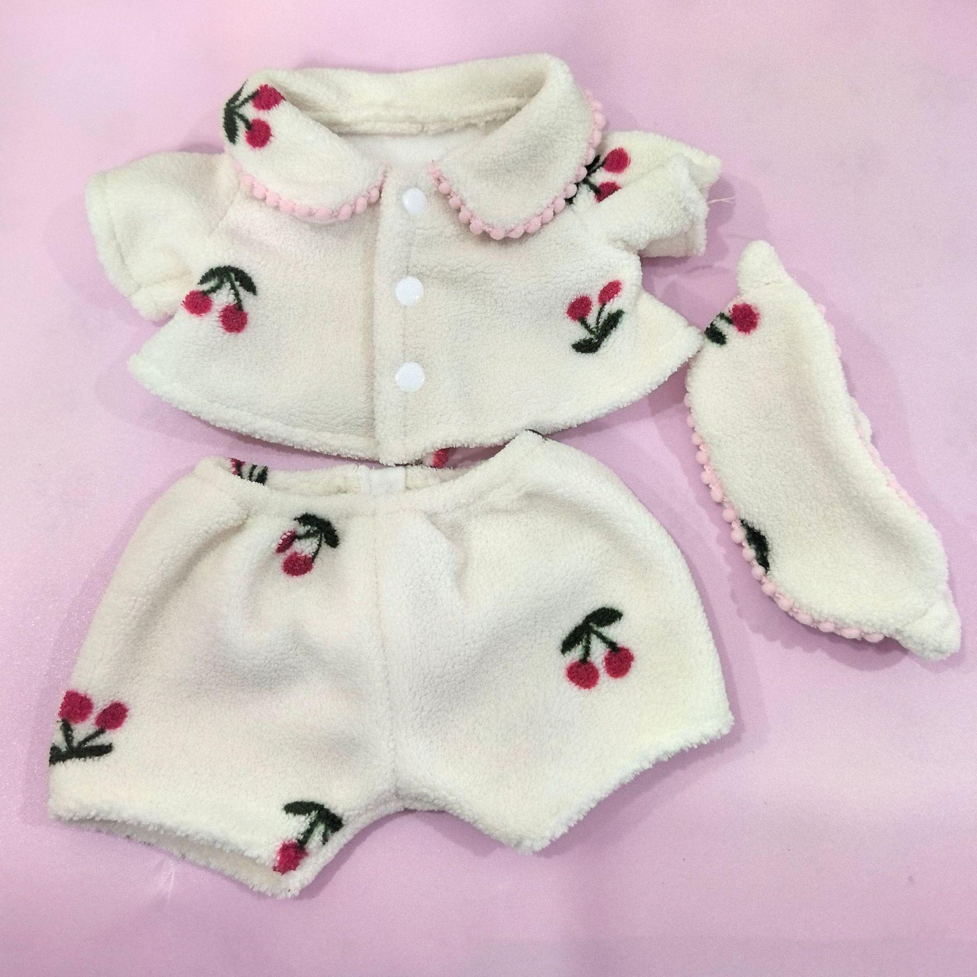 Strawberry Pajamas for 30cm Lina Joint Bear Plush Doll (S Size) - Doll Clothes Only 30cm Lina Bear Outfit