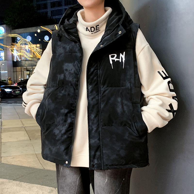 Men's Winter Two-Piece Look Vest: Thickened Down Cotton Casual Cape Coat