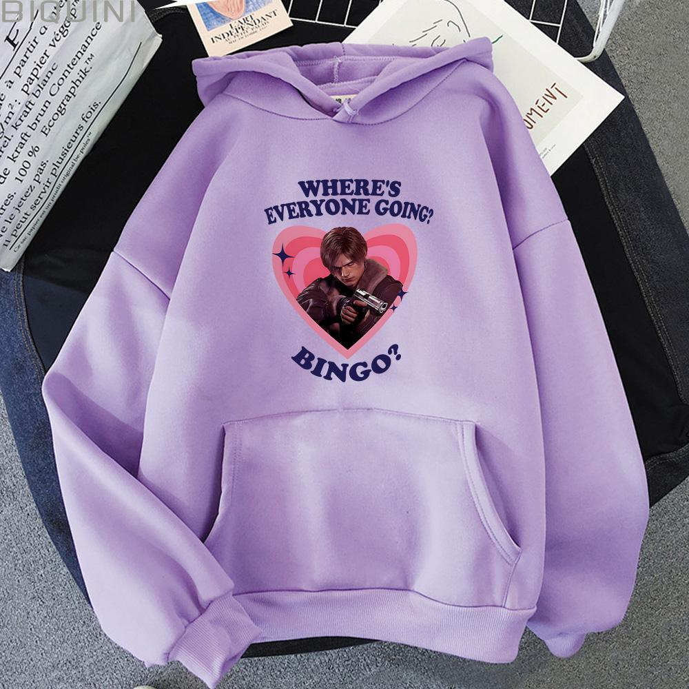 Leon Kennedy Where's Everyone Going? Bingo? Hoodies Leon Kennedy High Street Sweatshirt Casual Clothes Unisex Pullover