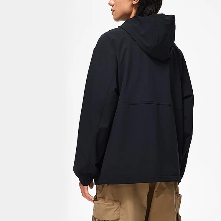 Li Ning Sports Lifestyle Series Letter Hooded Pullover Jacket Unisex Jacket Black AJDT745-2