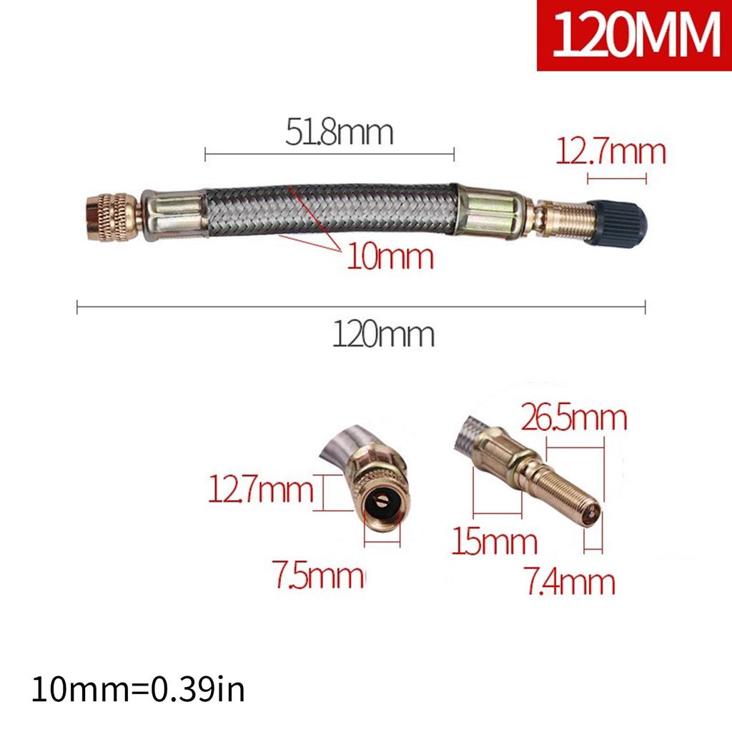 Tire Inflator Extension Tube Tyre Pump Quick Inflation Chuck Adapter Hose Quick-Inflation Clip Connector Braided Tube