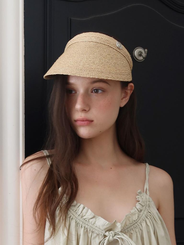 Sioleu Lea Raffia Sun Visor Hat_Beige