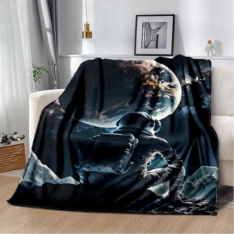 3D Outer Space Astronaut Universe Spaceman Cartoon Blanket,Soft Throw Blanket for Home Bedroom Bed Sofa Office Cover Blanket Kid