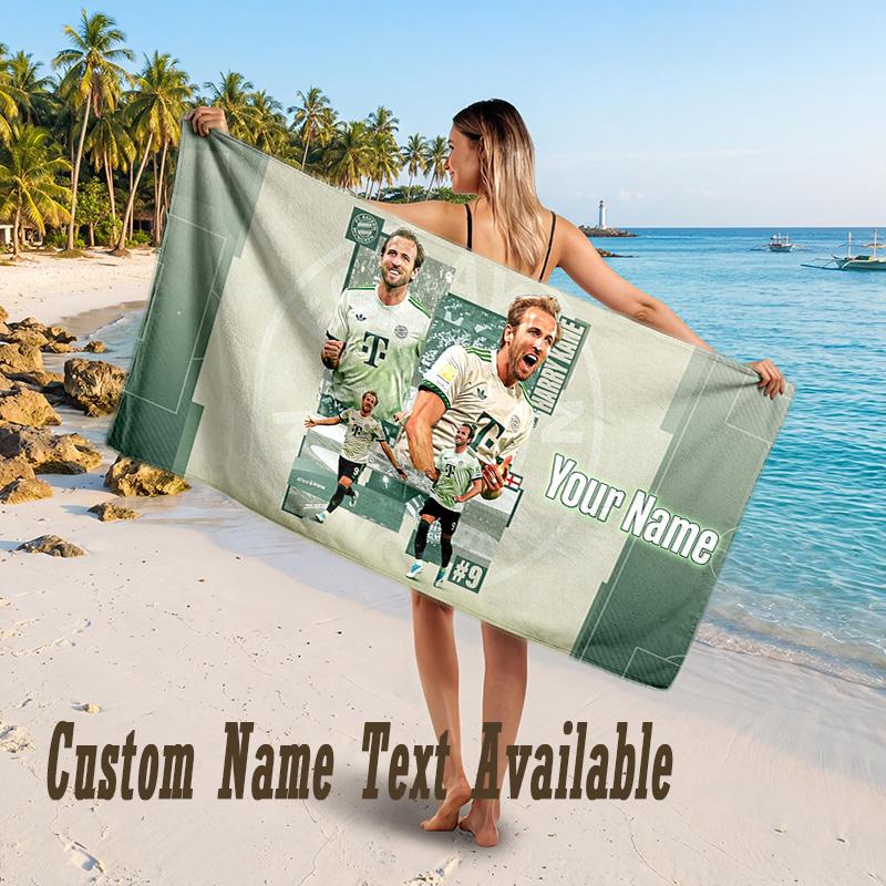 Harry Kane Design Strandtuch mit individuellem Text Großes Handtuch für den Strandurlaub