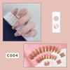 24pcs New French Gold Fake Nails, Long Nails, Naked Powder, Removable Wearable Nails, Finished Nails