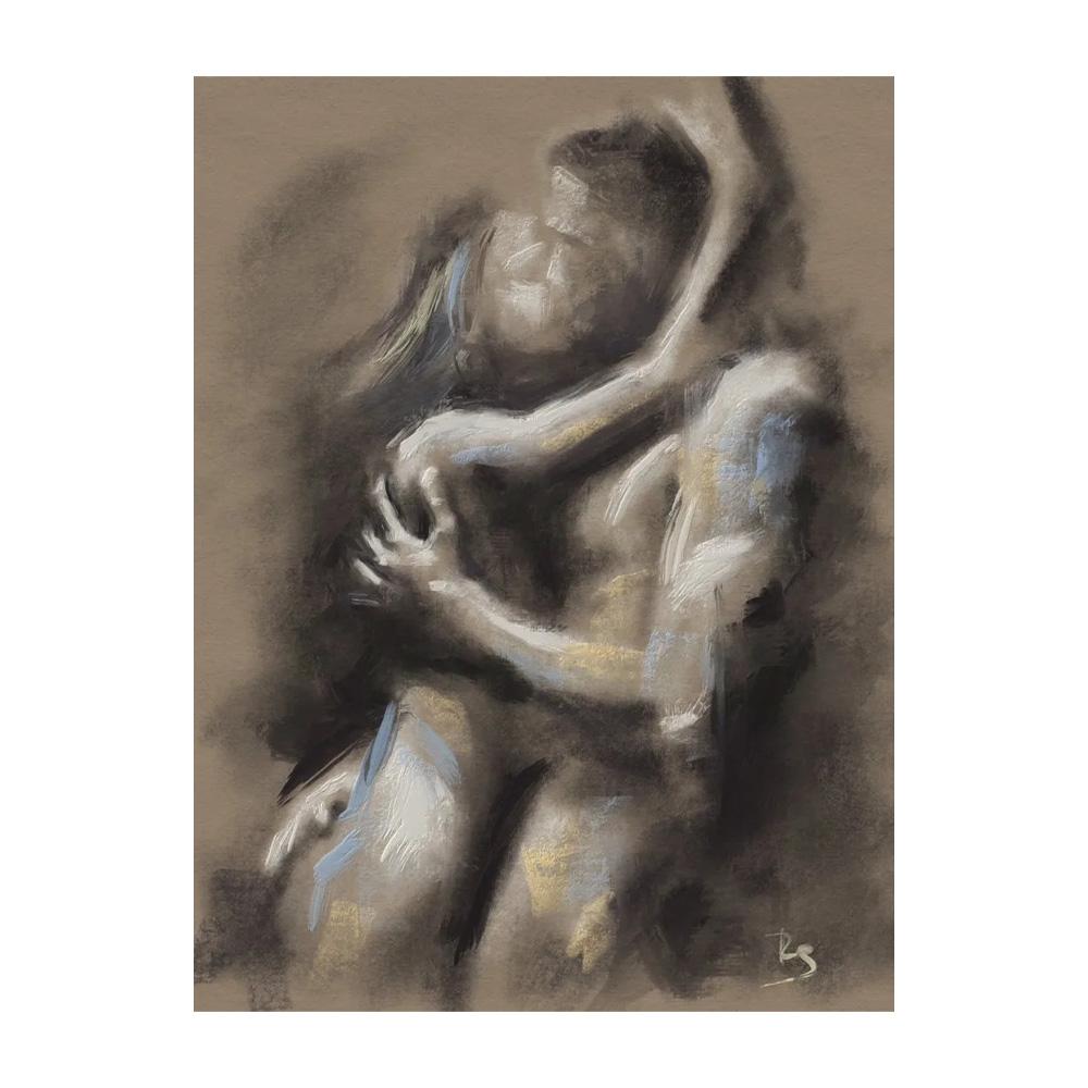 Abstract Couple Kiss Hug Erotic Nude Lovers Embracing Fantasy Sexual Poster Wall Art Pictures Canvas Painting Room Home Decor