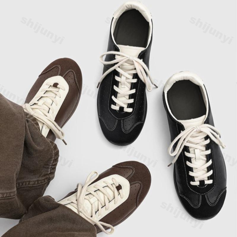 Fashion Niche Design Ballet Style Soft Soled Men's Low Top Casual Shoes 2025 Autumn New Color Block Retro Comfortable Versatile sneakers