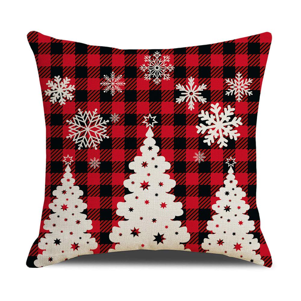 Christmas Black and Red Plaid Pillow Case Home Sofa Cushion Cover Festive Decoration Pillow