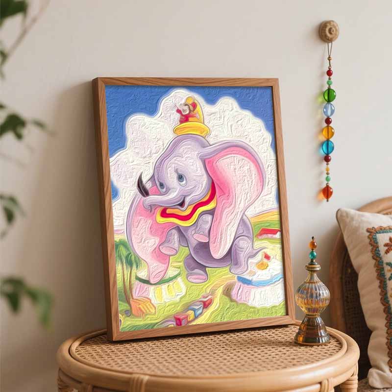 Disney Dumbo Flying Circus Oil Painting Art Handmade Diy Painting Home Decoration Gift