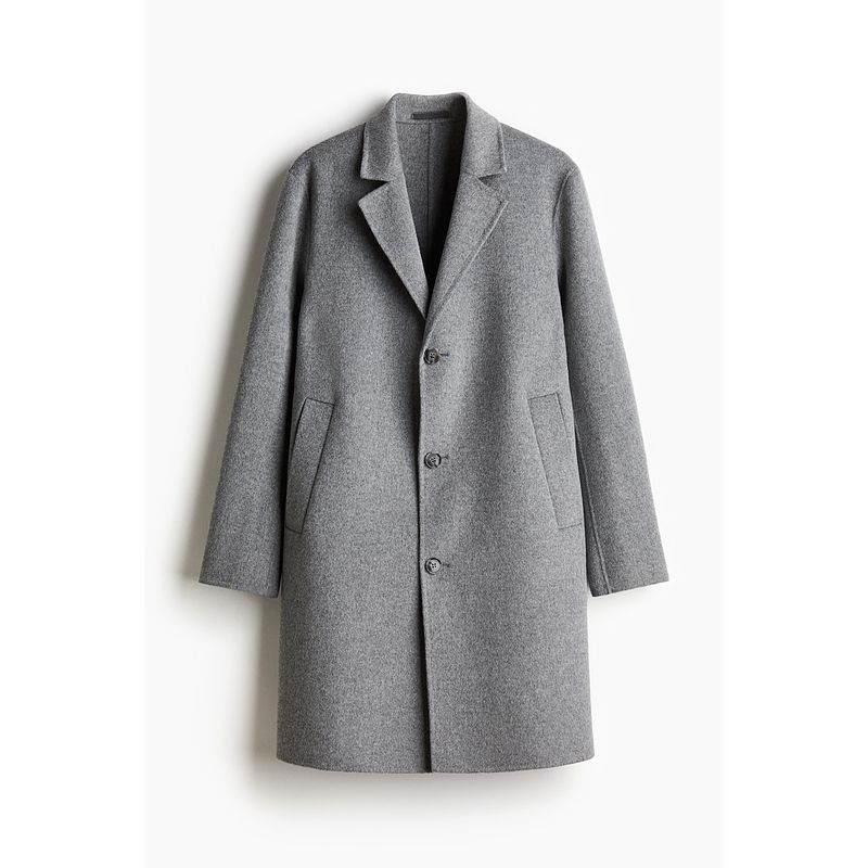 

HM Мужская одежда Шерстяное пальто 2024 Осень Новое поступление Шерстяное пальто средней длины Длинное Однобортное Верхняя одежда 1246905 Gray 170/92