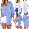 Women's Casual Button Down Long Sleeve Shirt Lightweight Loose Fit Collared Blouse with Side Ties for Everyday Wear