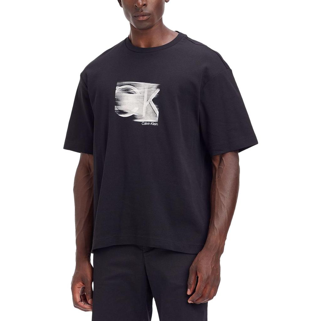 Calvin Klein SS23 Letter Logo Printed Crew Neck Short Sleeve T-Shirt Men Tops Black K10K111126