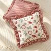 Piping Design Ruffled Edge Pillowcase Striped Print Striped Printed Cushion Cover  Sofa Use
