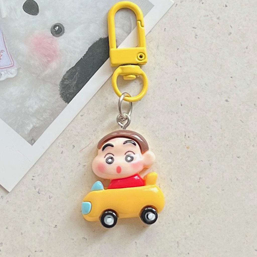 Crayon Shin-Chan Car Key Chain Cute Couple Schoolbag Ornaments Anime Cartoon Pendant Charm Keyring Figures Accessories Gift