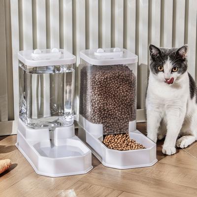 Transparent Automatic Cat Feeder Large Capacity No-Spill Dog Water Dispenser Detachable Cat Water Food Bowl Multi-Pet Household