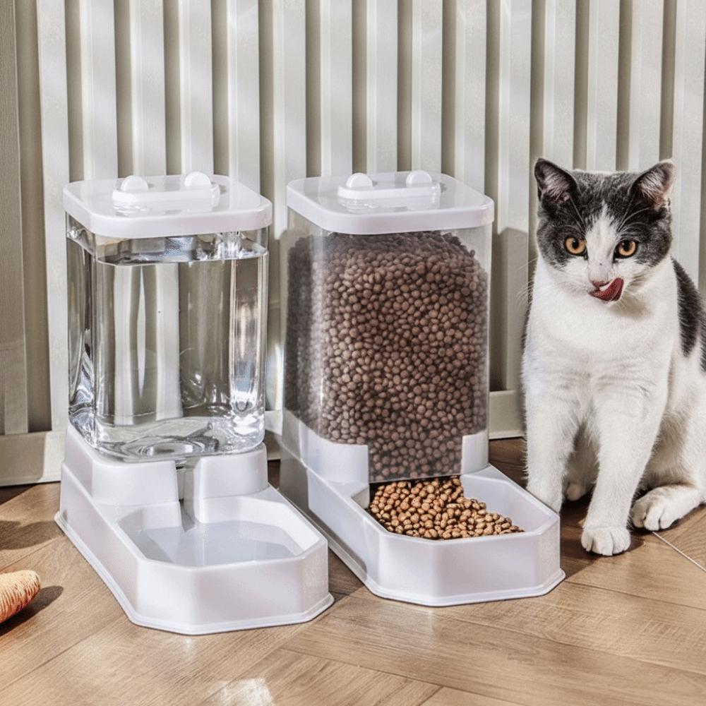 Detachable Automatic Cat Feeder Transparent Pet Feeding Drinking Set  Multi-Pet Household