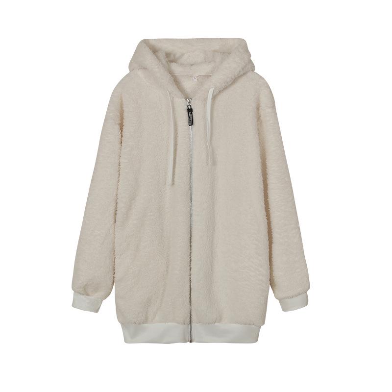 2022 Women's Autumn/Winter Loose Plush Zip-Up Hoodie
