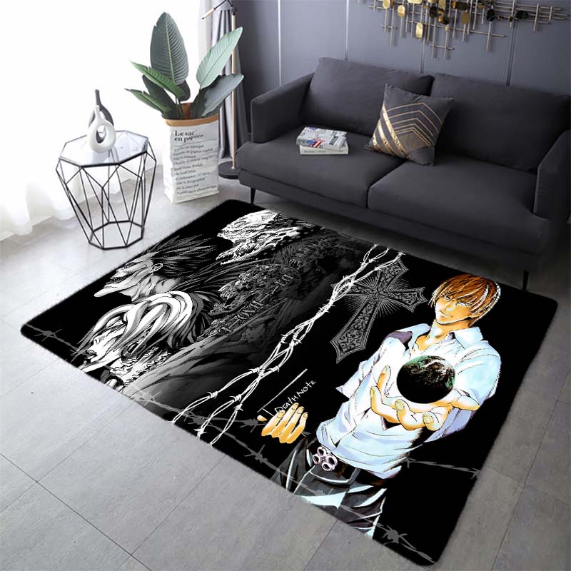 Death Note Comic Printed Carpet Living Room Bedroom Area Rug Coffee Table Carpet Anime Mat Cartoon Rug Anti-slip Home Decoration