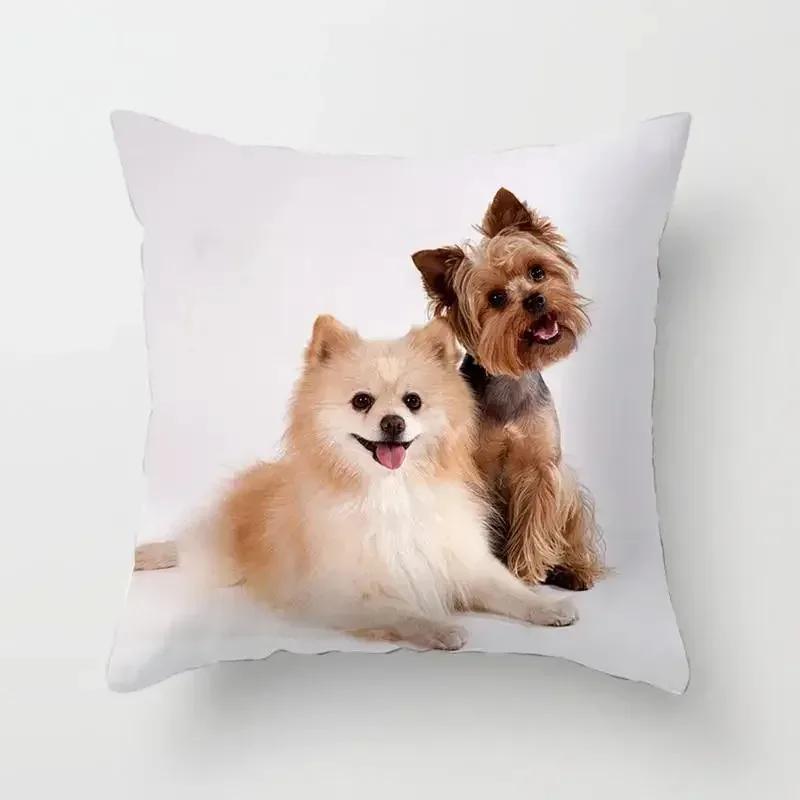 VIKAMA Yorkshire Dog Hd Pillow Case Cute Pet Print Detachable Washable Pet Style Living Room Sofa Bedroom Pillow Case