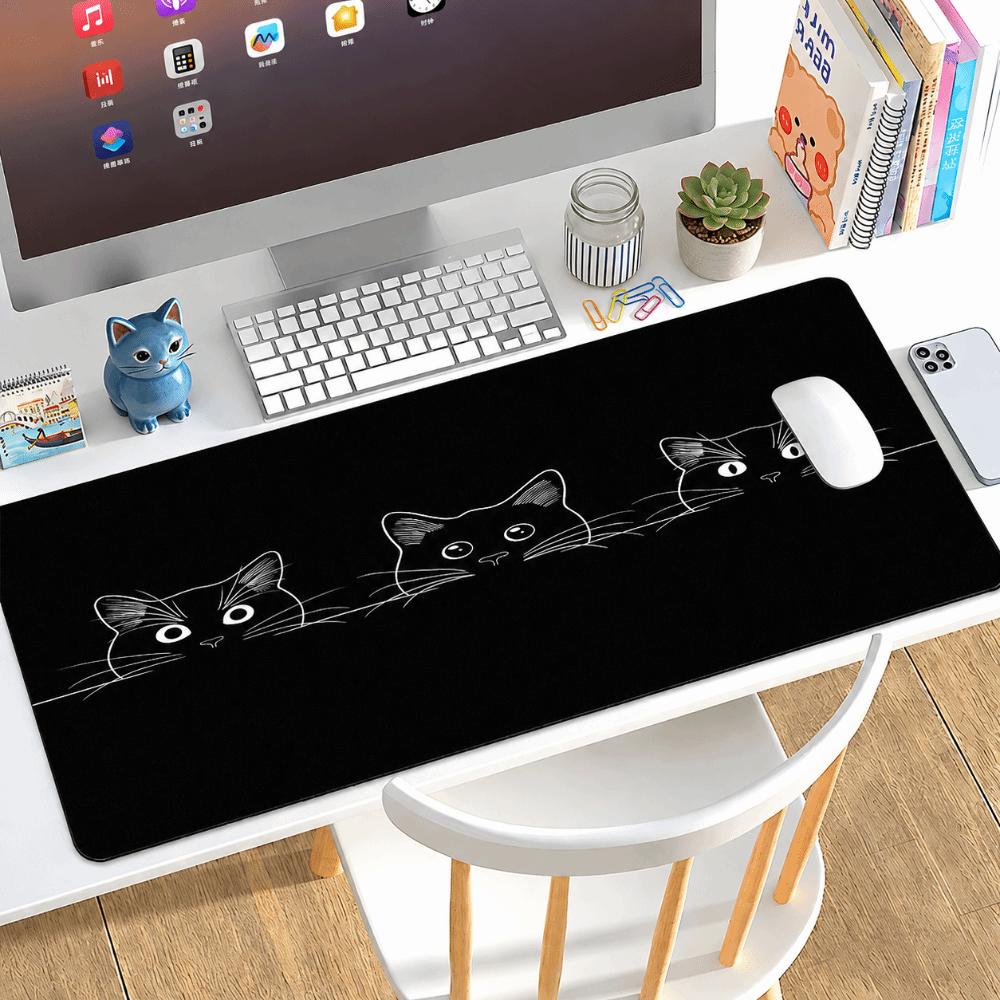 Rubber Black Cat Mouse Pad Extra Large Desk Pad Cute Computer Desk Mat  for Office and Home